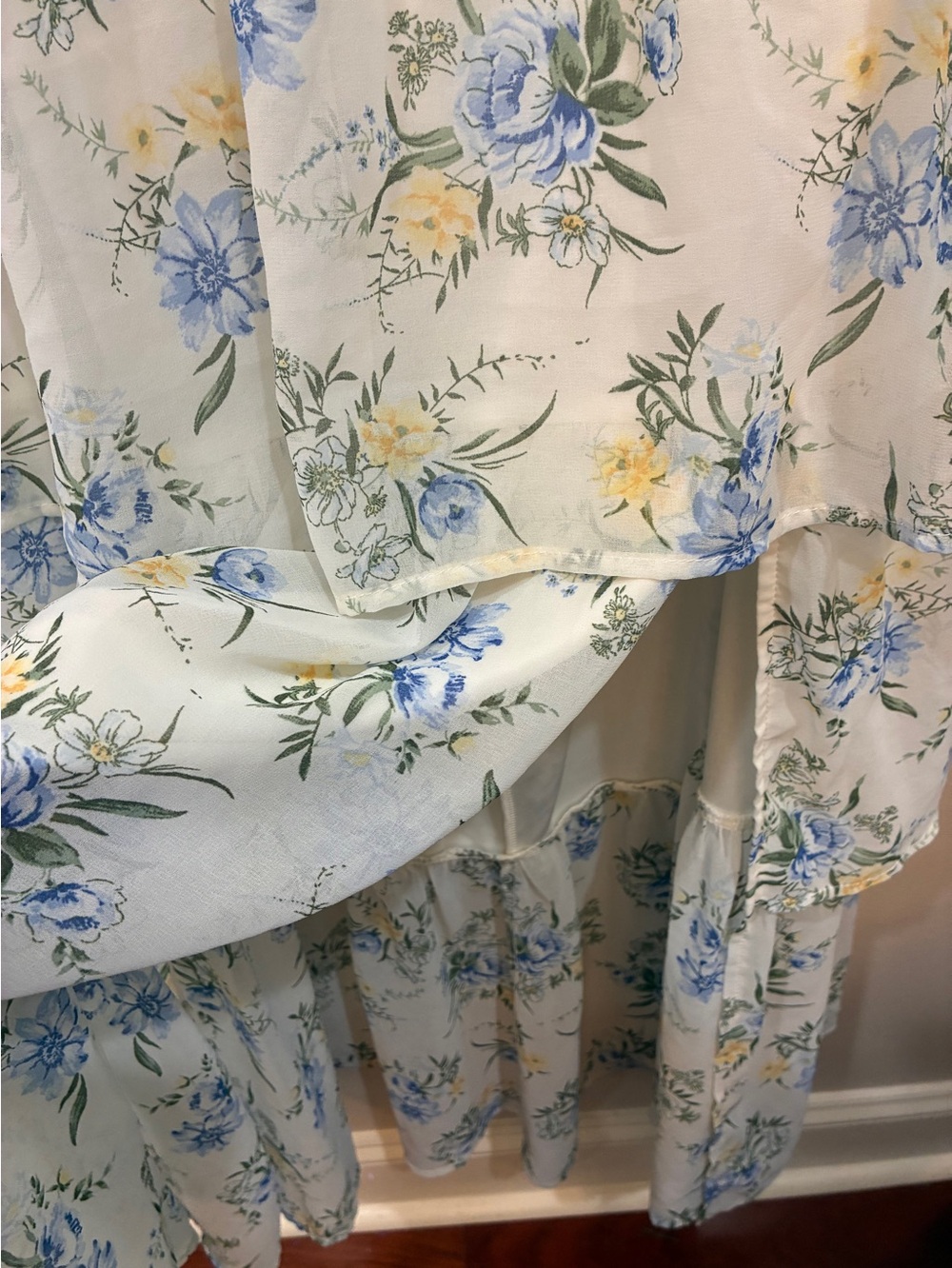 Tiered Maxi Dress with Light Blue and Yellow Floral details - Picture 5 of 7